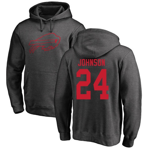 Men NFL Buffalo Bills #24 Taron Johnson Ash One Color Pullover Hoodie Sweatshirt